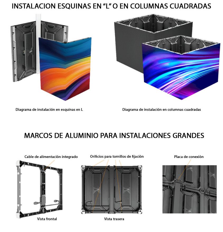 Instalaciòn pantalla LED en L y en columna
